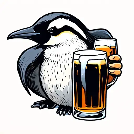 Emperor Penguin Holding Beer