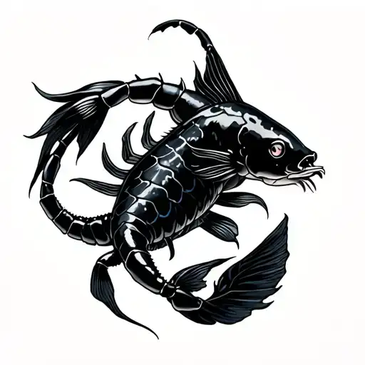 Scorpion And Black Koi Fish