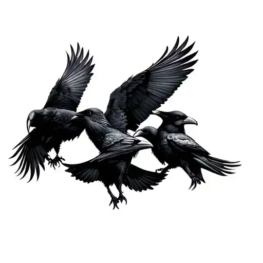 3 Ravens Chasing Eachother In A Circle