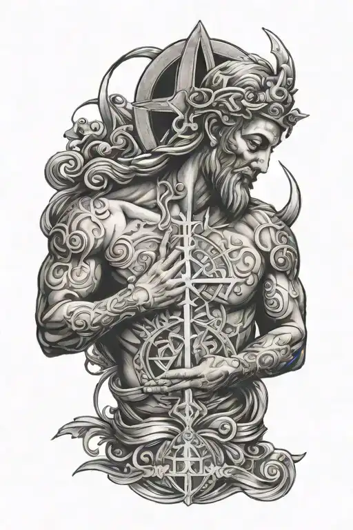 Religion Tattoo In Fron Of The Bicep