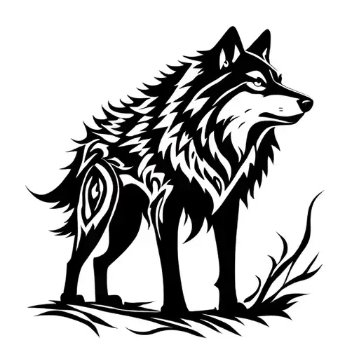 Wolf Silhouette Tribal Inspired