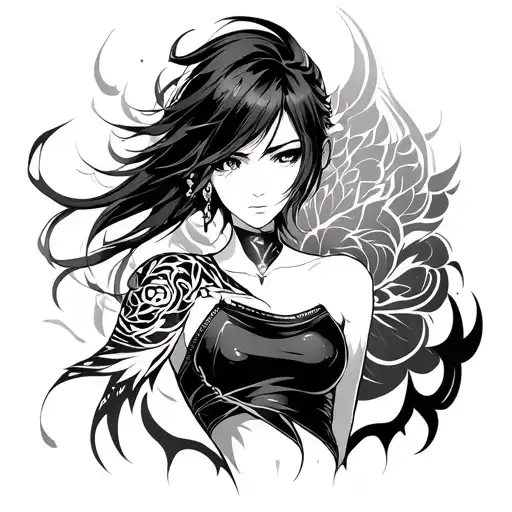 Arm Sleeve Tattoo Combining Anime With Tribal Patterns
