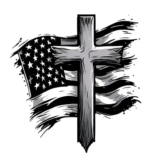 Cross With American Flag
