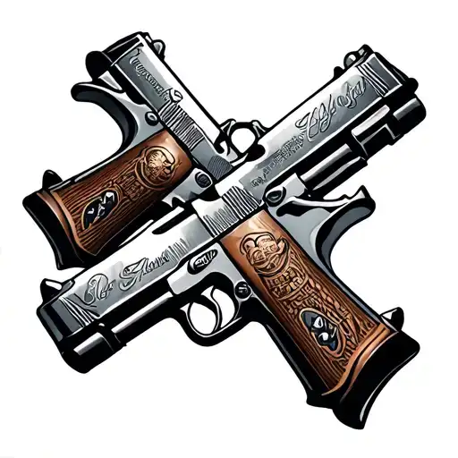American Traditonal Colt 45 Pistols Crossing Each Other