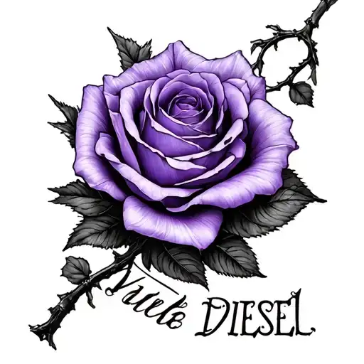 Violet With Name Diesel Intertwined Within Stem