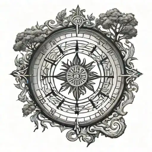 Vegvisir Viking Compass With Yggdrasil Tree