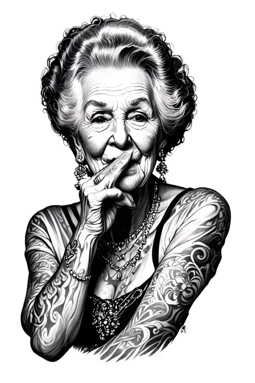Old Woman Blowing Kiss