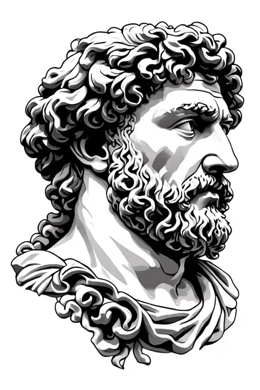 Marcus Aurelius Face With Stoic Filler Around