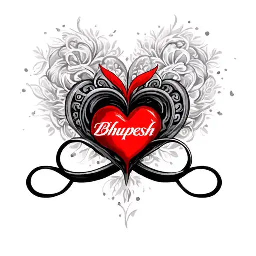 Infinity With Name Bhupesh And Red Heart Made