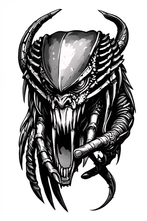 Predator Hand Tattoo Design Full Sleeve