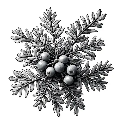 Juniper Shrub With Visible Juniper Berries