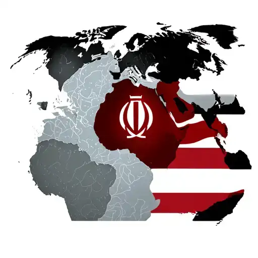 World Map Highlighting Iran And The Usa Flag Is Depicted