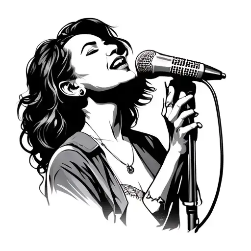 Woman Singing Into Microphone