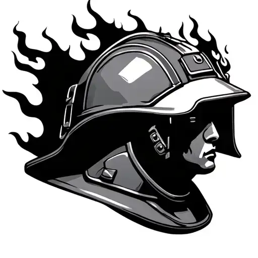 Firefighter Helmet With Flames