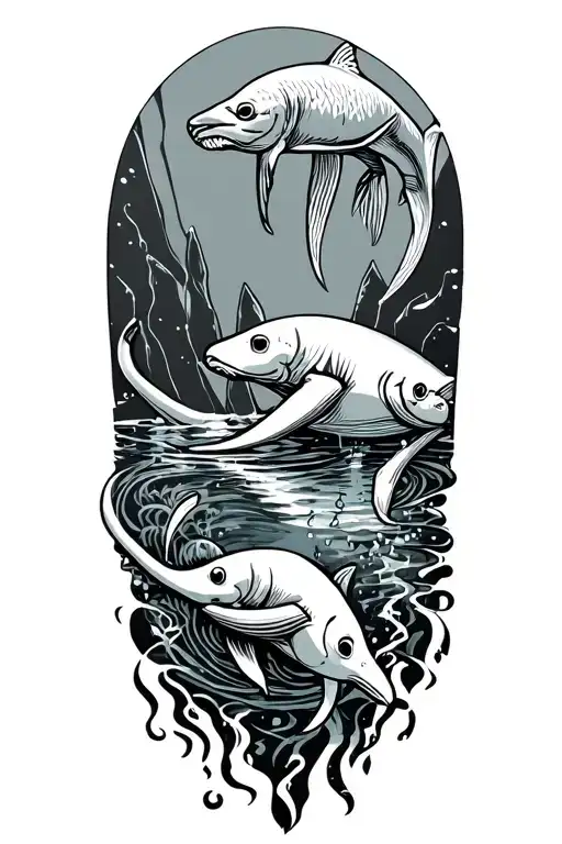 Underwater Animals Under Iceberg