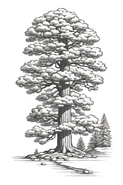 Sequoia Tree With March Birth Flower