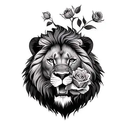 A Lion Eating A Rose