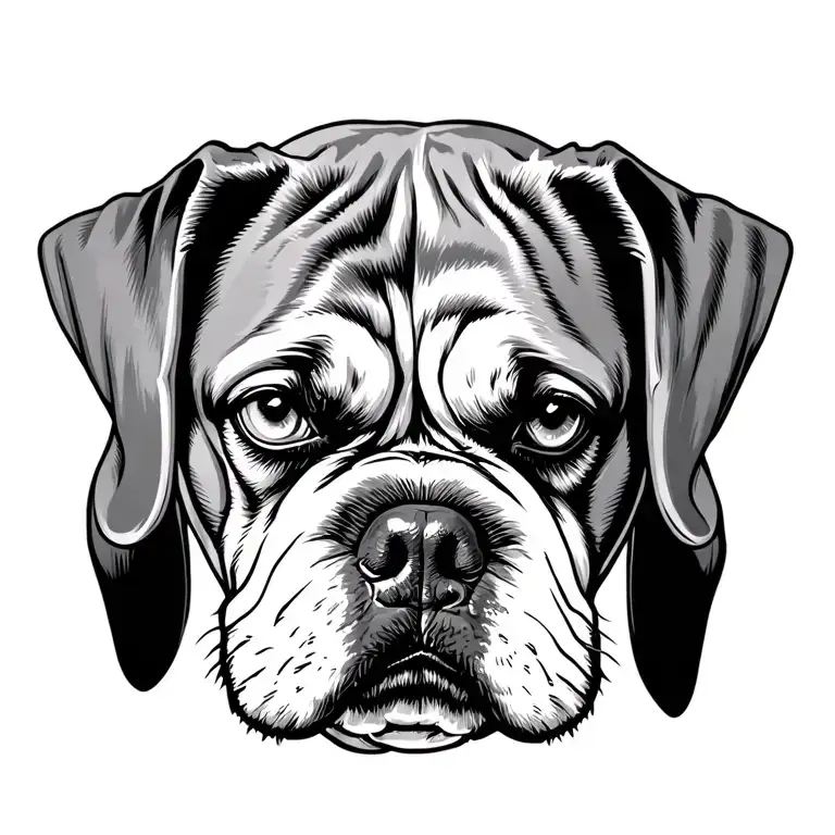 Boxer Facing Front White Eyes