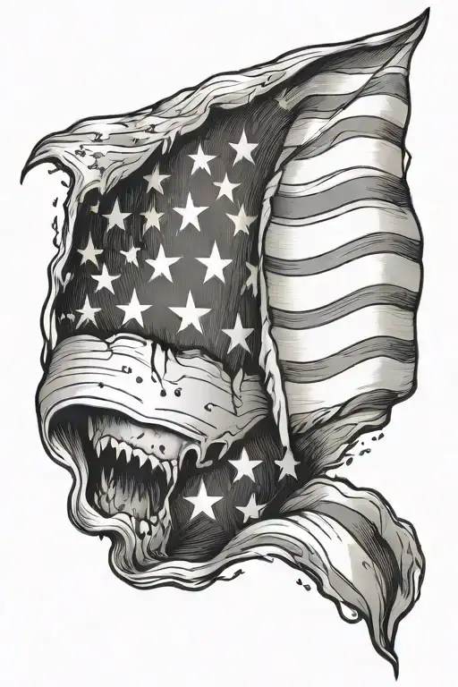 American Flag Ripping Through Skin Opening
