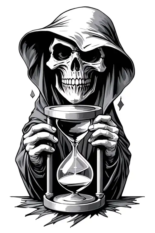 Grim Reaper Holding Hourglass