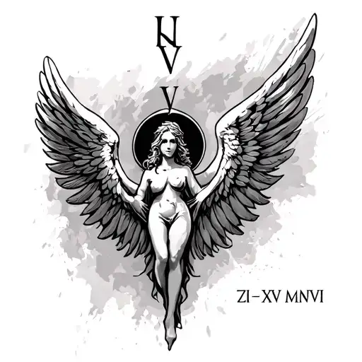 Angel Wings With The Roman Numerals Ii-xv-mmvii Under It