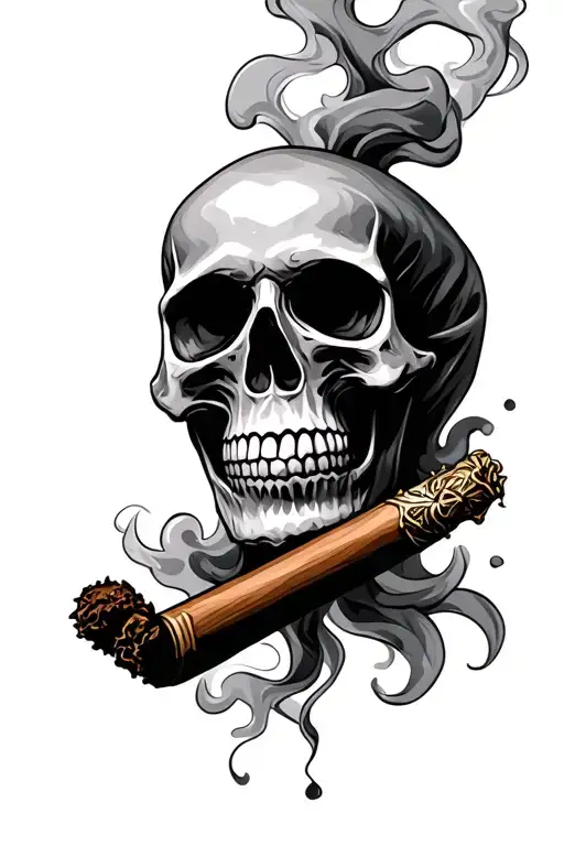 Skull With Cigar Smoke