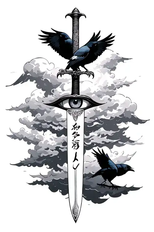 Clouds Sword Mankegyo Eye From Naruto With Crows And The Name Holly