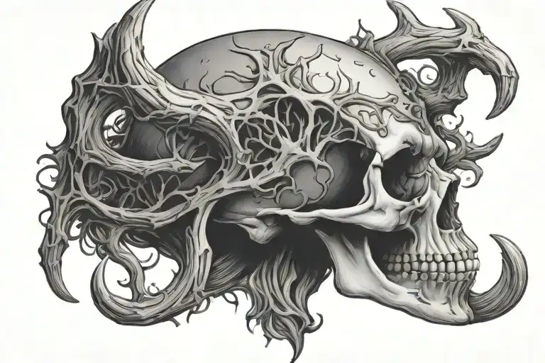 Skull With Antlers