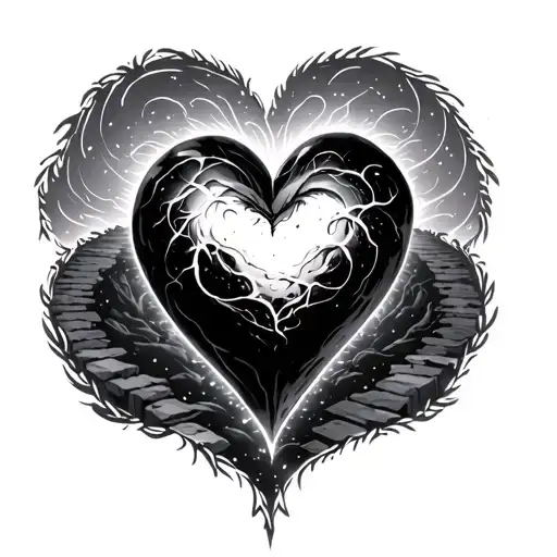 Heart With Pathway Leading Towards A Glowing