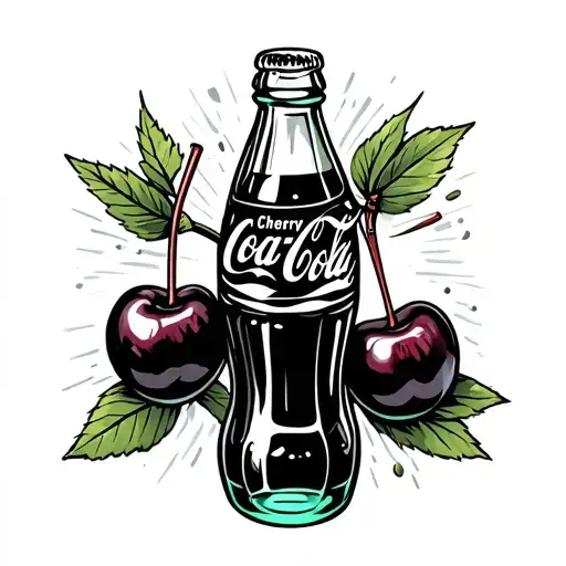 Old Cherry Coke Bottle With A Cherry And A Straw