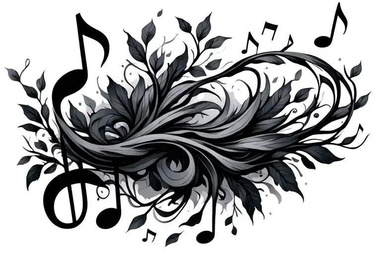 Thin Vines With Music Notes Floating