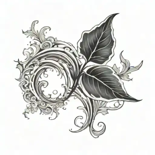 Sea Wave And Ivy Leaf