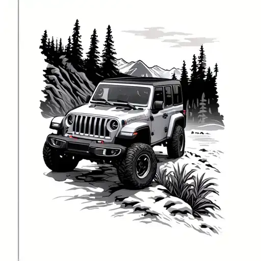 Jeep Wrangler 4 Door In The Mountains