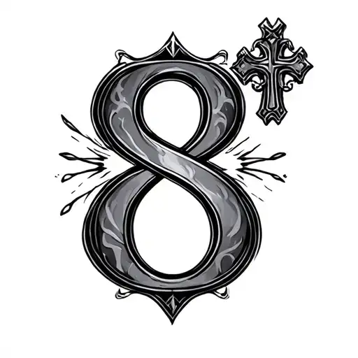 Christian Cross And Number 8