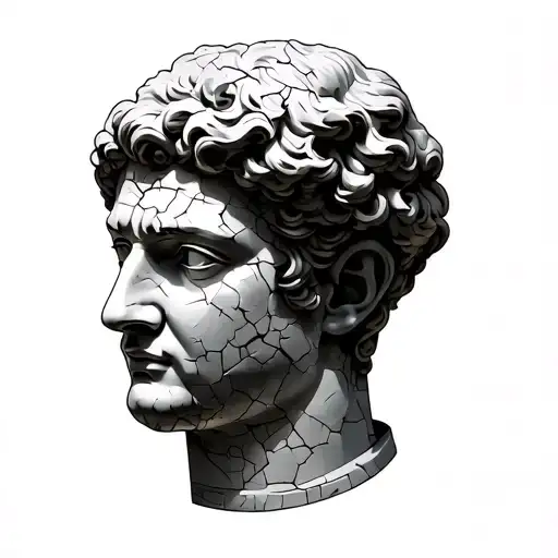 Stone Croatian Statue Head Bust Cracked