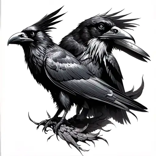 Odin And Ravens Huginn And Muninn