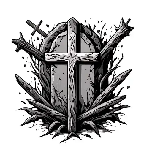 Crosses Surrounding A Tomb Stone