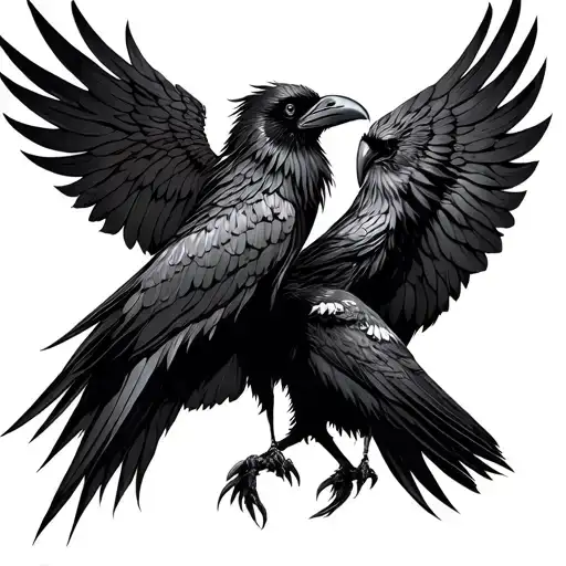 Odin And Ravens Huginn And Muninn Tribal Old School