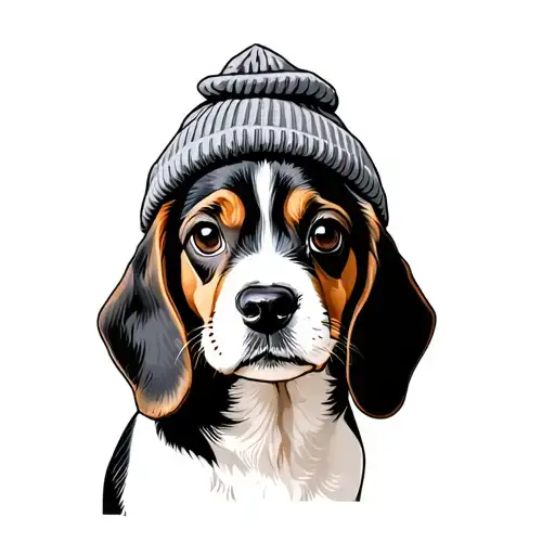 Cool Beagle Puppy In A Beanie Hat