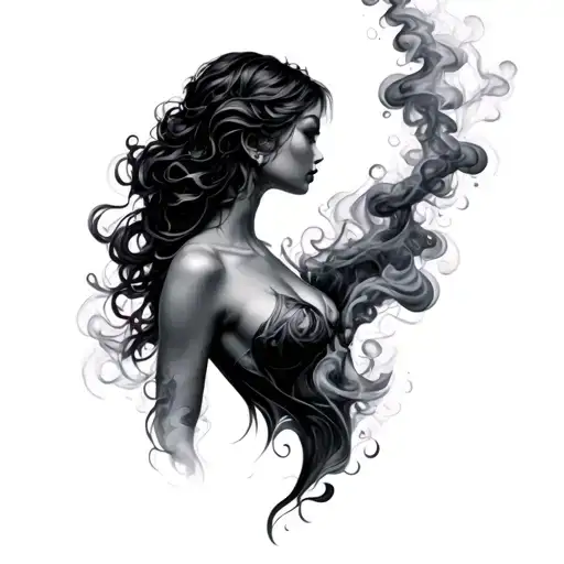 Smoke Forming The Shape Of A Female