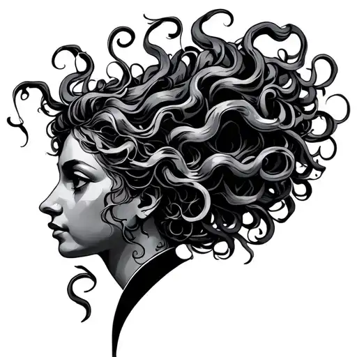 Medusa Profile Traditional Lady Head