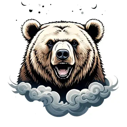 A Bear Standing Boldly Infront Of A Cloud