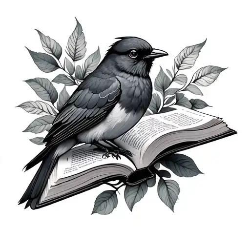 Bird And Book Open Book Surrounded