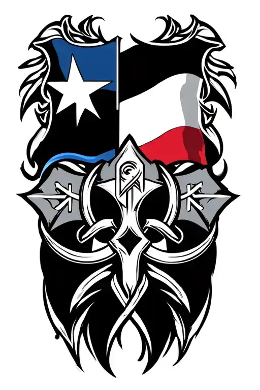 Texas Flag And Emt Symbol With Tribal
