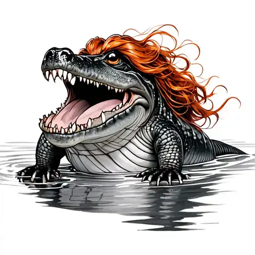 Redhead On Alligator