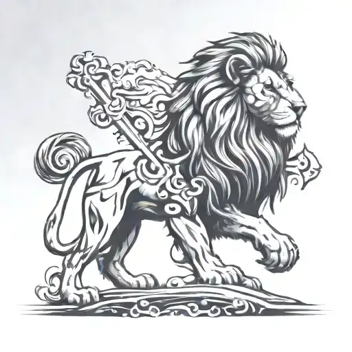 Lion And Cross