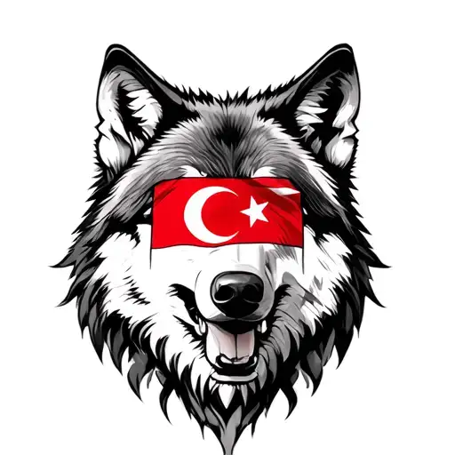 Wolf With Turkish Flag