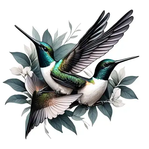 Three Hummingbirds On The Arm Tattoo Design
