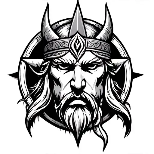Nordic Style Viking Aquarius Tatto Design