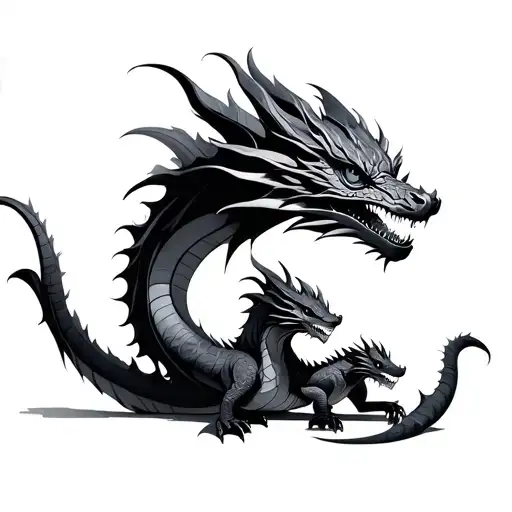 Mother Dragon With Baby Dragon